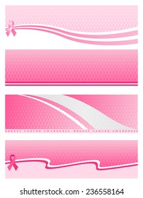 Pink breast cancer awareness web banner / header collection isolated on white 