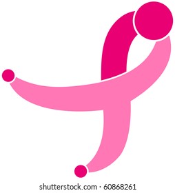 Pink Breast Cancer Ribbon, Cancer Run Concept, Vector.