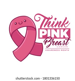 Pink breast cancer ribbon for think pink breast cancer awareness month poster