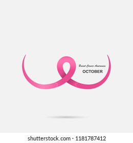 Pink Breast,Bosom,Chest icon.Breast Cancer October Awareness Month Campaign banner.Women health concept.Breast cancer awareness month logo design.Realistic pink ribbon.Pink care logo.Vector sign