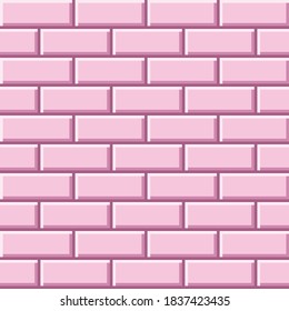 Pink brick pattern pixel art. Vector picture.