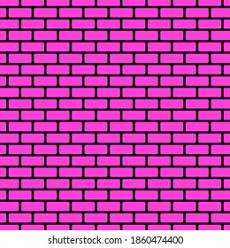 Pink brick wall background, pink bricks on black background