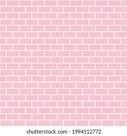 Pink brick wall background. Seamless repeating pattern. Vector illustration.