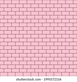 Pink brick wall background. Seamless repeating pattern. Vector illustration.
