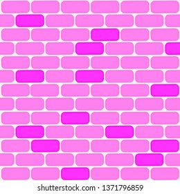 Pink Brick Wall Vector. Brick wall horizontal background.