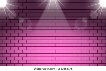 pink brick wall with white spotlight background