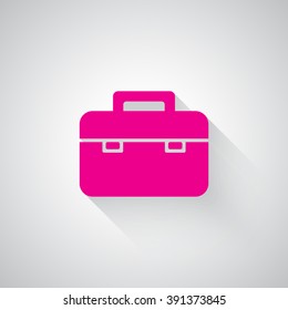 Pink Briefcase web icon on light grey background