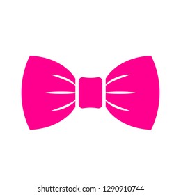 Pink bright bow tie vector icon isolated on white background