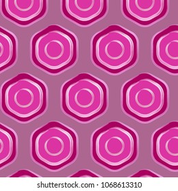 pink bright hexagons repeating pattern with brush painted outlines for creative surface, textile, fabric and background designs