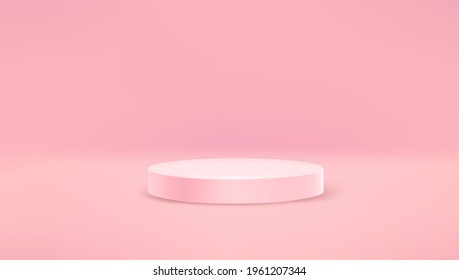 Estadio redondo brillante rosa con espacio para copiar. Plantilla de banner