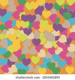 Pink Bright Simple Romantic Wedding Art. Pastel Green Colorful Modern Art Pattern. Purple Blue Orange Saint Valentine Art Illustration. Rainbow Beige Hearts Love Confetti Vector Art.