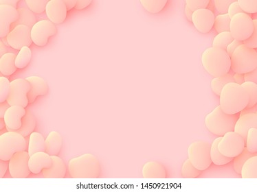 Pink Bright soft background. Design elements of the liquid rounded plastic shapes, smooth sea stones, Flat Liquid splash bubble. 3d fluid objects. Modern abstract pattern organic substances