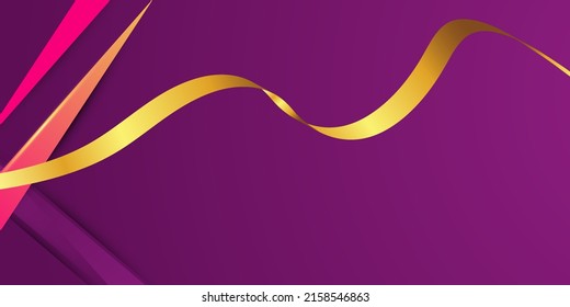 Pink bright texture for designer background. Gentle classic texture. Colorful background with gold ribbon