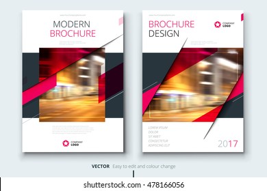 Pink brochure layout design. Corporate business annual report brochure flyer design. Leaflet cover presentation. Flier with Abstract geometric background. Modern publication, poster, magazine, layout 