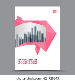 Pink Brochure template layout, cover design annual report, magazine, flyer or booklet in A4, magazine, advertising, poster, leaflet, business layout, polygon vector illustration