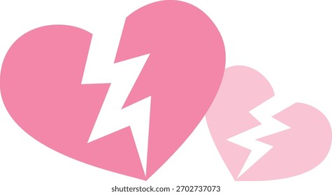 Pink broken heart object vector.