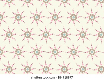 Pink and Brown circle flower pattern on pastel color. Sweet and vintage style for design.