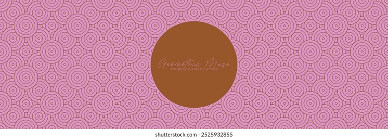 Patrón sin costuras geométrico circular rosa y marrón. Diseño asiático cálido y juguetón para textiles y decoración moderna.