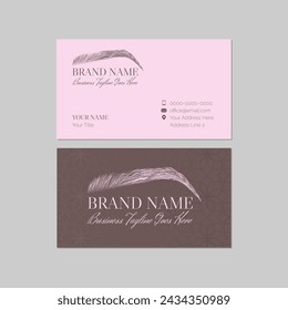Pink and Brown Eyebrows Artist Business Card Design Template