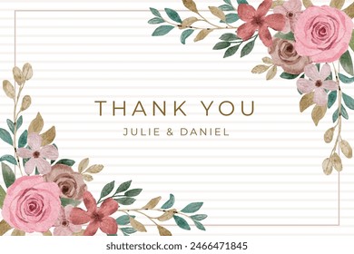 pink brown floral watercolor frame