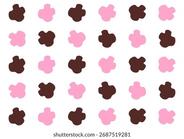 Fondo abstracto sin patrón de manchas irregulares de color rosa y marrón. Un patrón sin fisuras de salpicaduras abstractas o Formas de manchas en marrón y rosa. Modelo inconsútil minimalista.