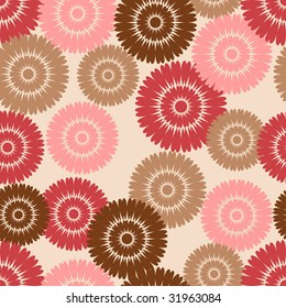 Pink and brown seamless flowers pattern