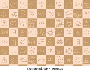 Pink and brown symbols