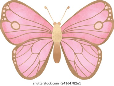 Pink and Brown Symmetrical Butterfly Illustration 