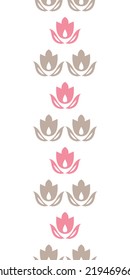 Pink and brown tulips stripes vertical seamless pattern background
