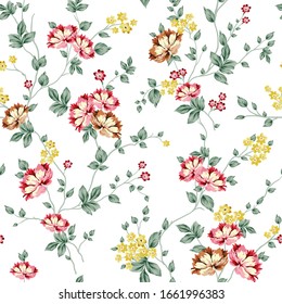 flores vectoriales rosas y marrones con motivos de hojas verdes