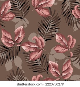 pink and brown vector stock leaf pattern on background