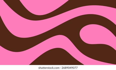 Fundo abstrato ondulado rosa e marrom. Padrão abstrato minimalista derretido em rosa e marrom.