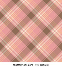 Pink, brown and yellow pastel color argyle plaid. Tartan pattern close-up for textile, paper and other prints.