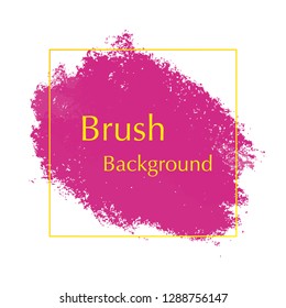 Pink brush background with yellow colored frame - Vector Illustration
