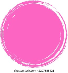 Pink brush circle. Round stamp vector isolated on background. Painted pink brush circle vector. For grunge badge, seal, ink and stamp design template. Round grunge hand drawn circle shape, vector
