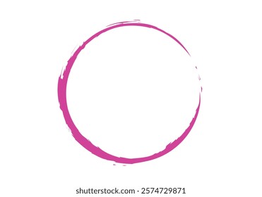 Pink brush stroke circle on white background