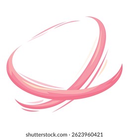 Pink brush stroke is creating an abstract circular shape on a white background
