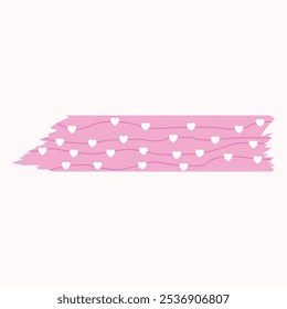 A pink brush stroke design with white hearts, suitable for decorative purposes.