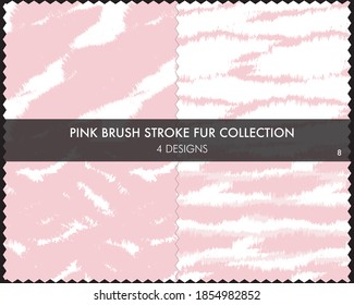 Pink Brush stroke fur collection includes 4 design swatches for fashion prints, homeware, graphics, backgrounds
