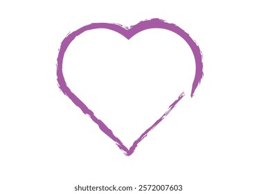 Pink brush stroke heart on white background