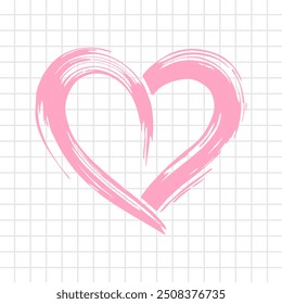 Pink brush stroke heart. Vector illustration.