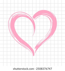 Pincel rosa golpe corazón. Ilustración vectorial.