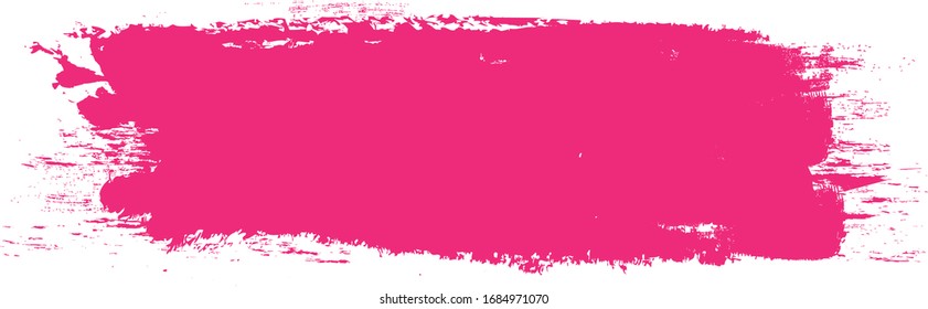 rosafarbener Pinselstrich einzeln auf weißem Hintergrund. Trendy Pinselstrich für rosafarbene Farbe, Grunge Hintergrund, Schmutzbanner, Aquarell-Design und schmutzige Textur. Vektorillustration mit Pinselstrich