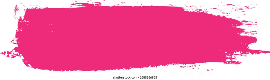 rosafarbener Pinselstrich einzeln auf weißem Hintergrund. Trendy Pinselstrich für rosafarbene Farbe, Grunge Hintergrund, Schmutzbanner, Aquarell-Design und schmutzige Textur. Vektorillustration mit Pinselstrich