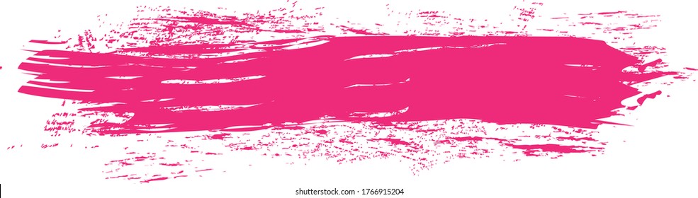 rosafarbener Pinselstrich einzeln auf weißem Hintergrund. Trendy Pinselstrich für rosafarbene Farbe, Grunge Hintergrund, Schmutzbanner, Aquarell-Design und schmutzige Textur. Pinselstrich, Vektorgrafik