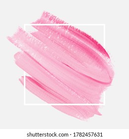 Pink brush stroke paint background vector over square frame. Perfect design for logo, headline and sale banner. 