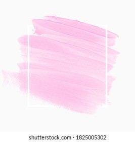 Pink brush stroke paint background vector over square frame. Perfect makeup  design for logo, headline and sale banner. 
