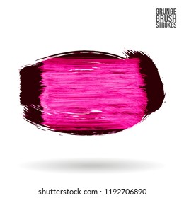 Pink  brush stroke and texture. Grunge vector abstract hand - painted element. Underline and border design.