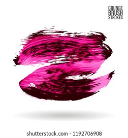 Pink  brush stroke and texture. Grunge vector abstract hand - painted element. Underline and border design.