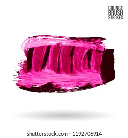 Pink  brush stroke and texture. Grunge vector abstract hand - painted element. Underline and border design.